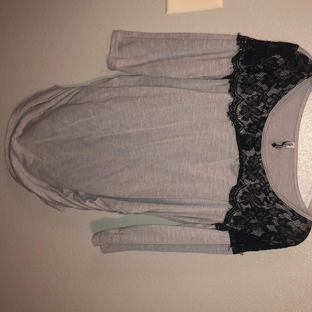 Black and gray flowy fancy blouse